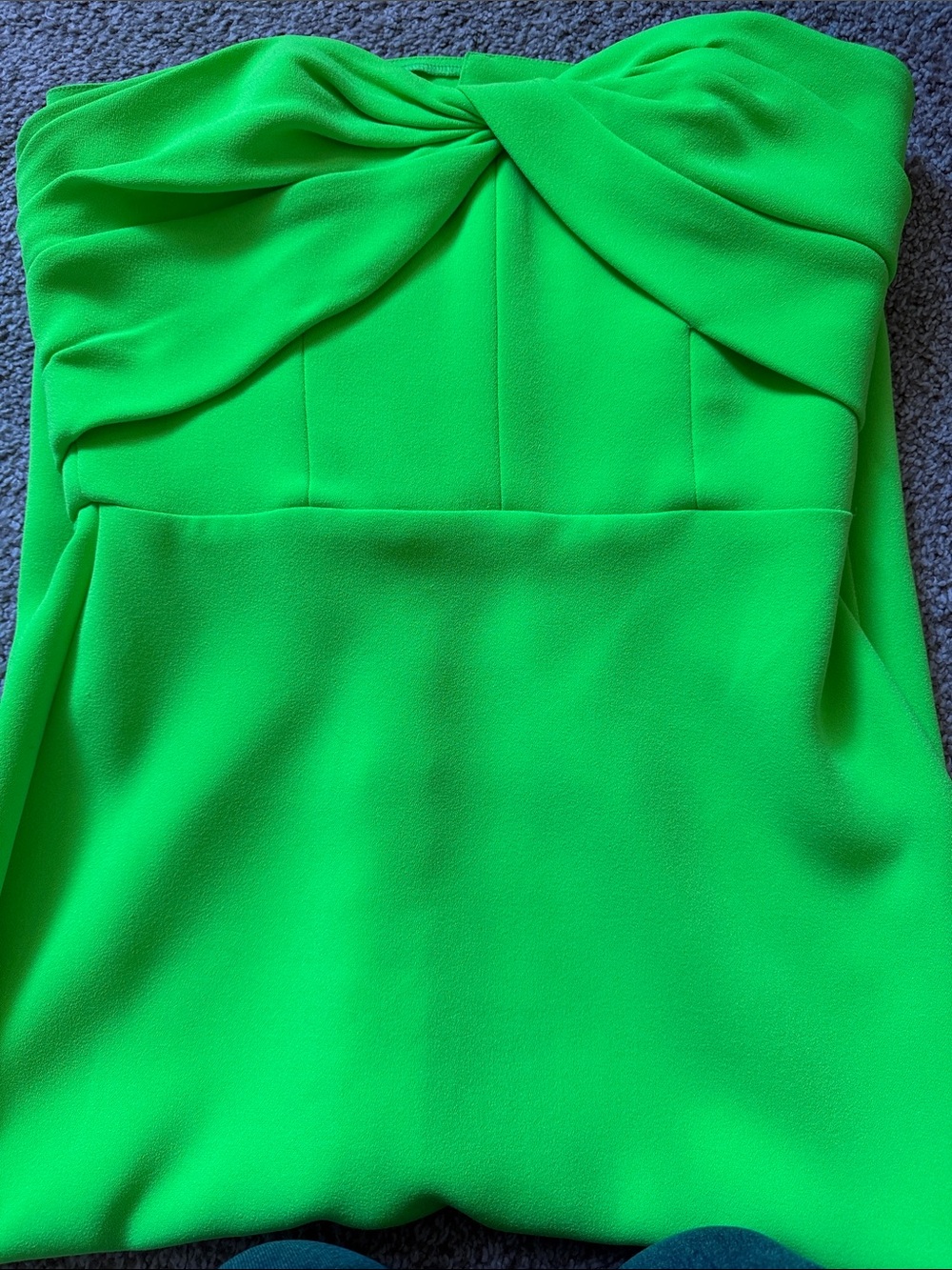 Alex Perry Neon Green Strapless Twist-Front Midi Dress - Picture 4 of 5